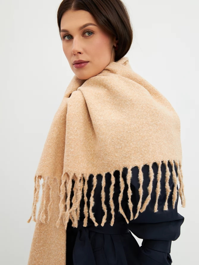 Палантин женский двусторонний с бахромой