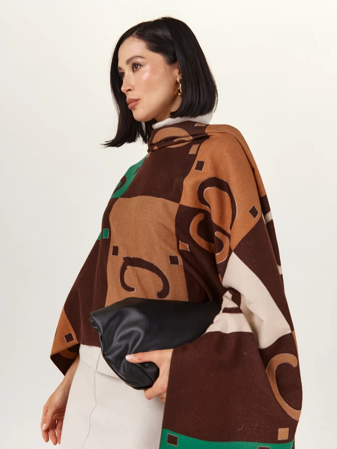 Палантин женский двусторонний с фирменным узором