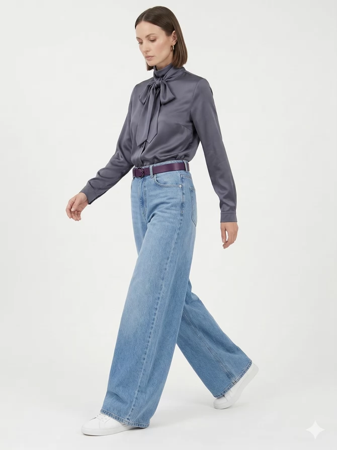 Блузка с галстуком графит