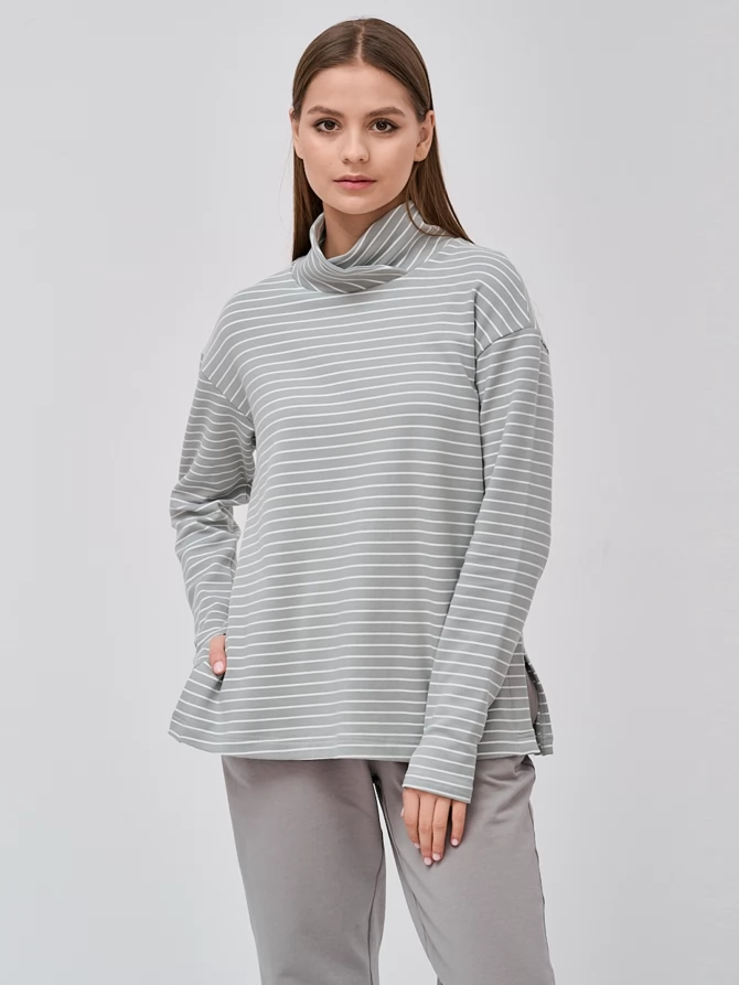 Лонгслив с принтом полоска с вырезами