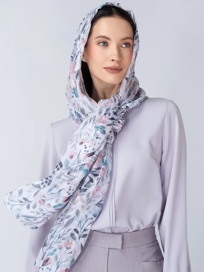 Палантин женский с воздушным цветочным принтом