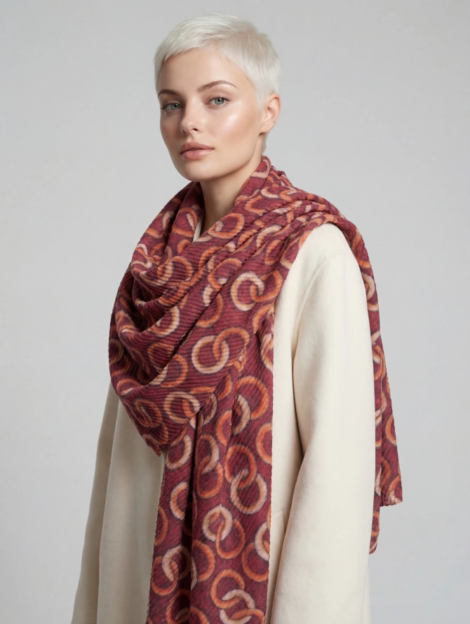 Палантин женский двусторонний с жатой текстурой