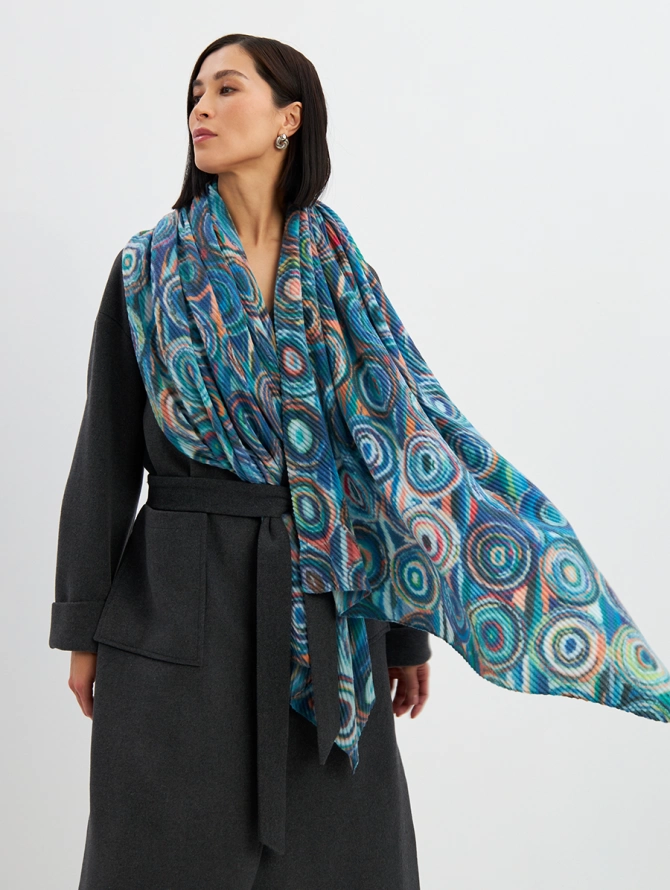 Палантин женский двусторонний с жатым рисунком