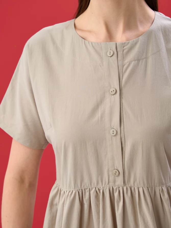 Платье хлопковое удлиненное с ярусами и воланом