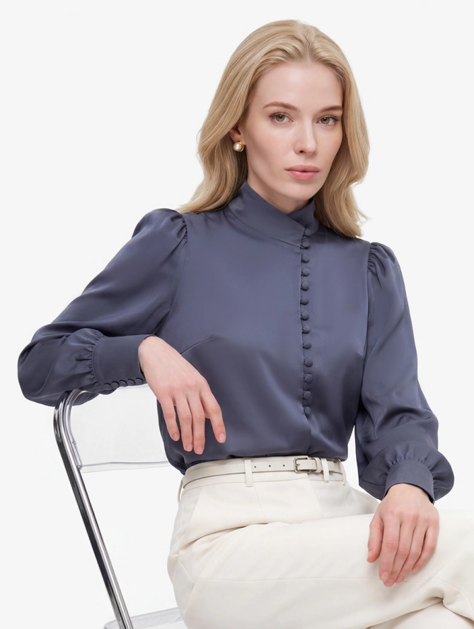 Блуза-косоворотка много пуговиц OD-550-19 графит