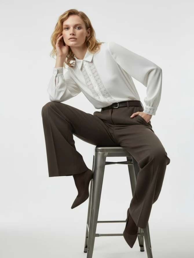 Блузка с кружевом OD-808-5 белый