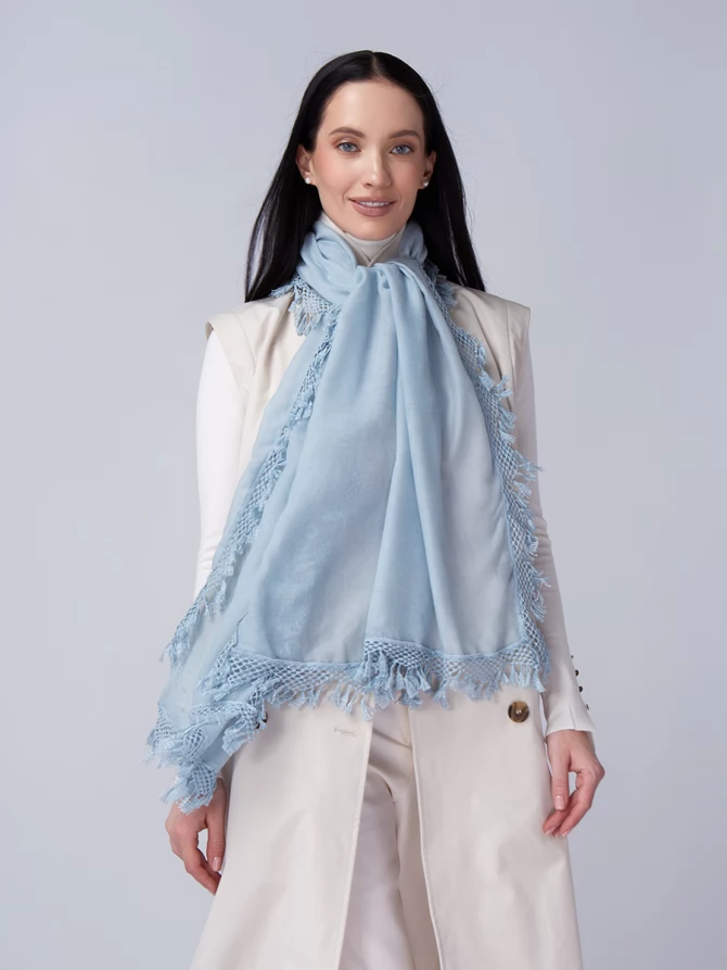 Палантин женский с ажурной бахромой