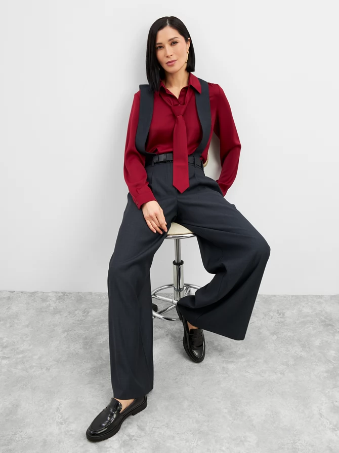 Брюки палаццо со съемными бретелями OD-982-1 серый