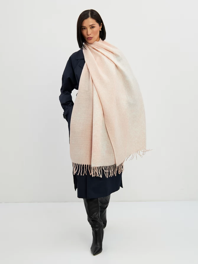 Палантин двусторонний меланжевый с кистями