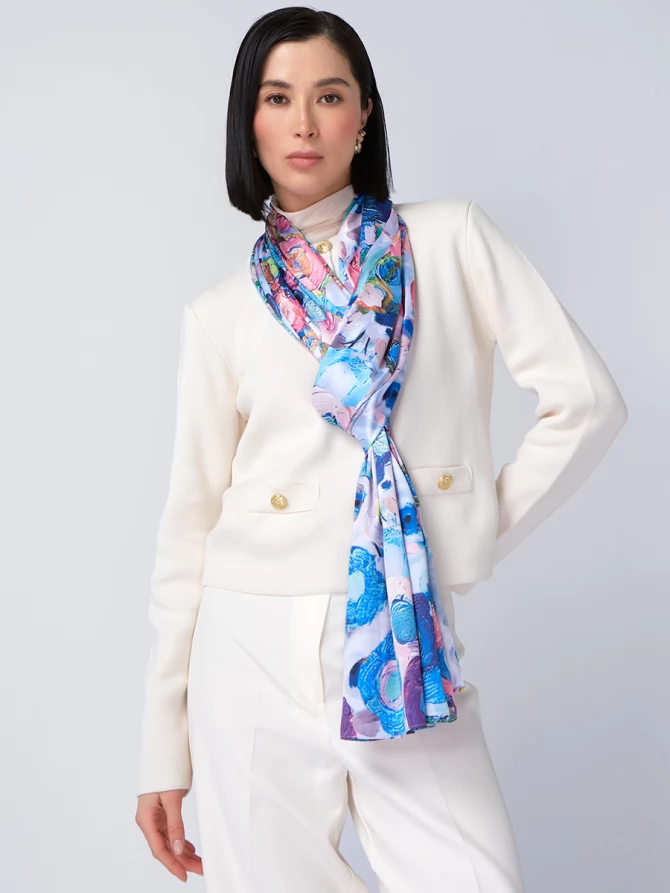 Палантин женский с авторским цветочным принтом KSH16-14510-2