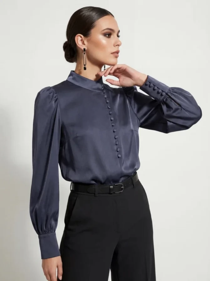 Блуза-косоворотка много пуговиц OD-550-19 графит