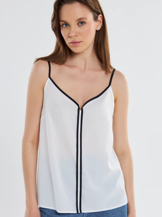 Топ с контрастной отделкой OD-874-1 белый+синий