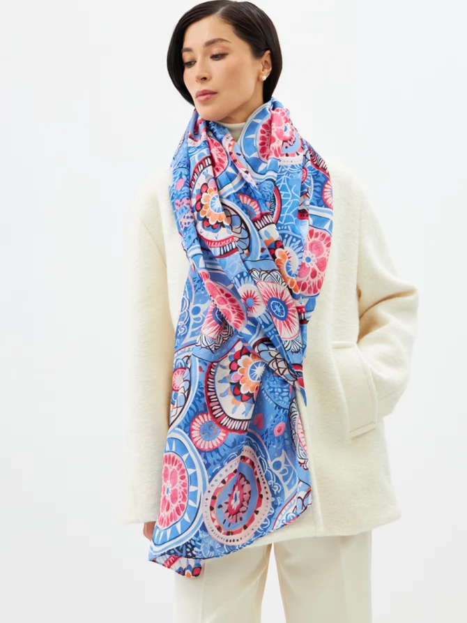 Палантин двусторонний с арт-деко принтом D2-1353-4