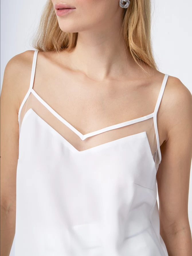 Топ с сеткой на бретелях OD-875-1 белый