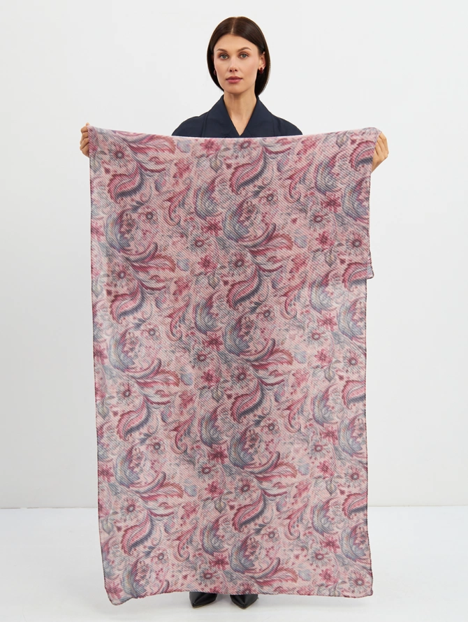 Палантин женский плиссированный с узором пейсли