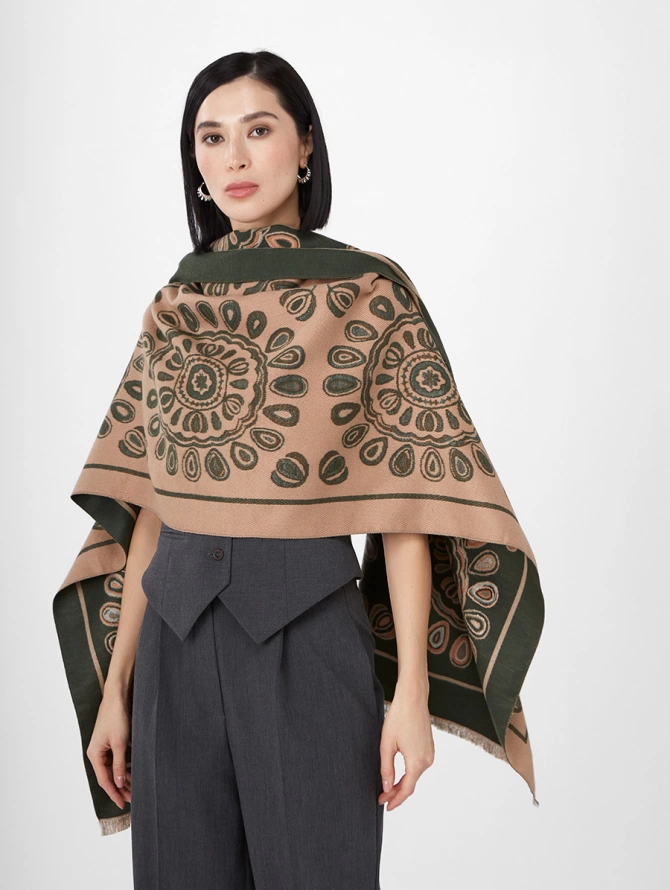 Палантин двусторонний с восточным узором