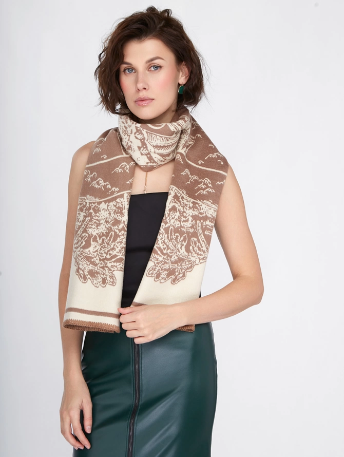 Двусторонний палантин с дизайнерским принтом