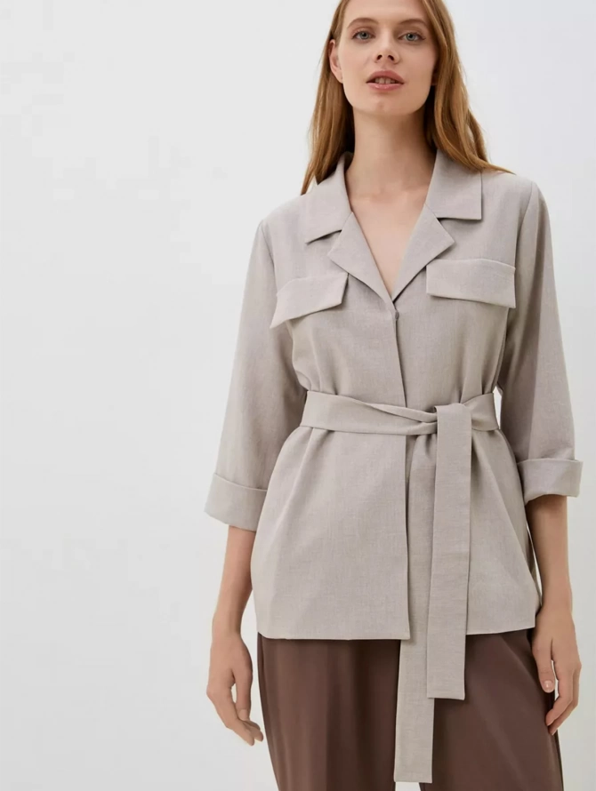 Жакет льняной OD-798-1 бежевый