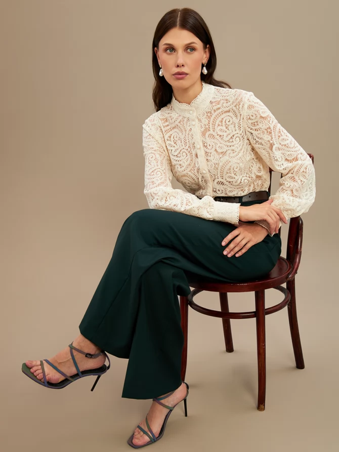 Блузка из кружевной ткани OD-977-1 молочный