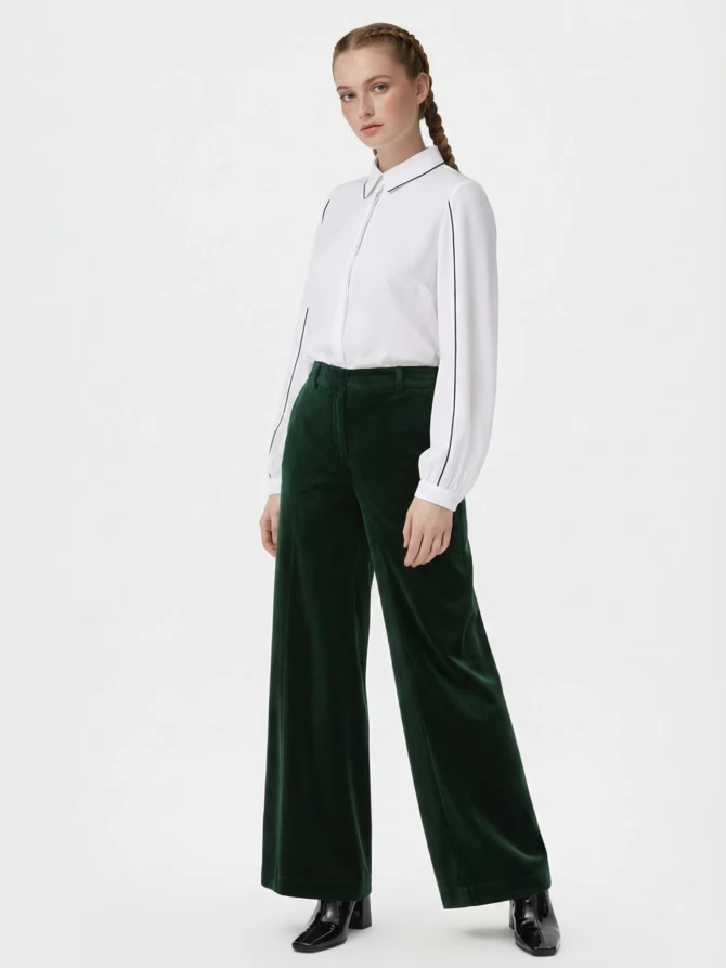 Блузка с контрасной строчкой OD-871-1 белый