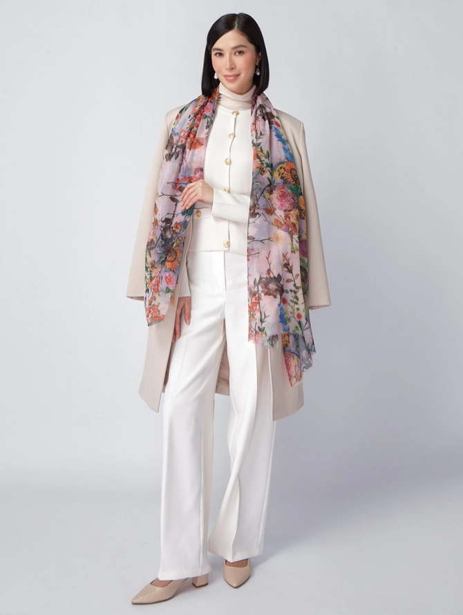 Палантин женский с цветочным принтом