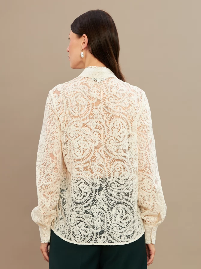 Блузка из кружевной ткани OD-977-1 молочный