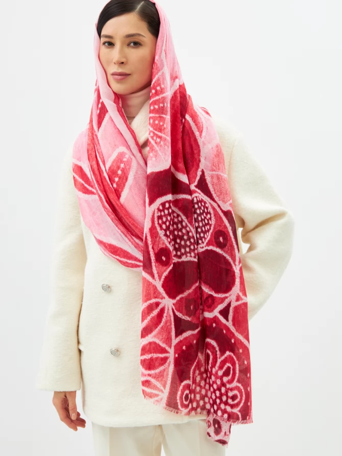 Палантин женский двусторонний с принтом арт-деко D2H-135-2