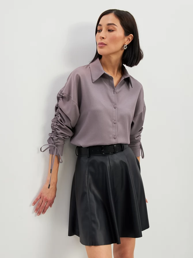 Блузка тонкая джинса OD-858-2 пыльно-лиловый