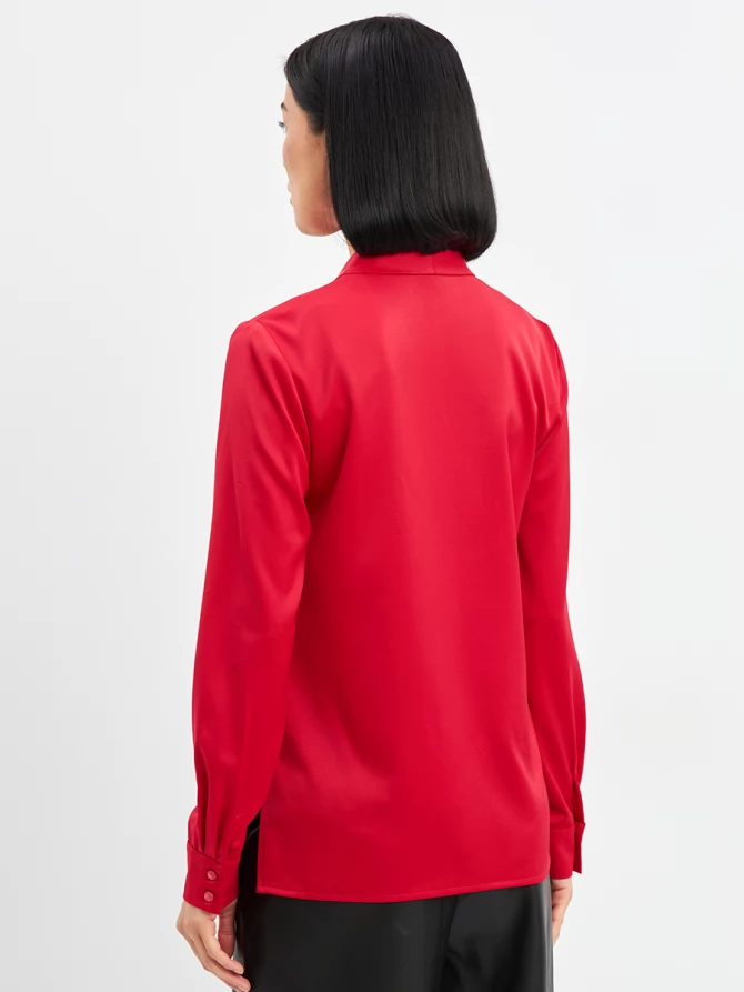 Блузка из сатина с V вырезом OD-8071-4 красный