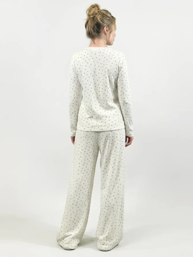 Пижама с принтом сердечки OD-1011-1 молочный