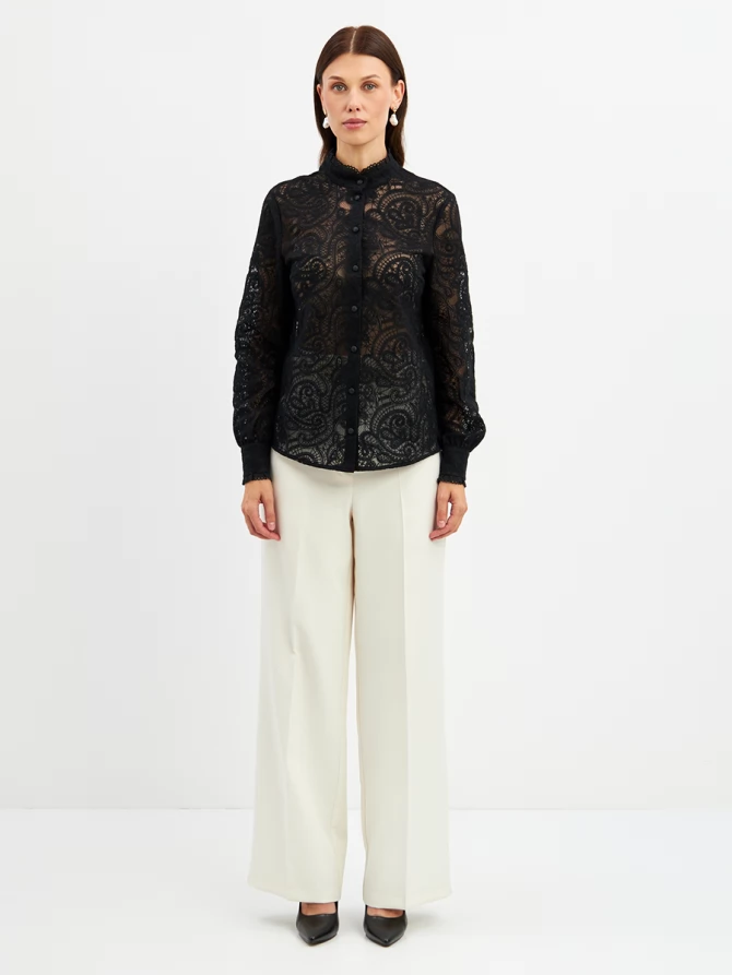 Блузка из кружевной ткани OD-977-2 черный