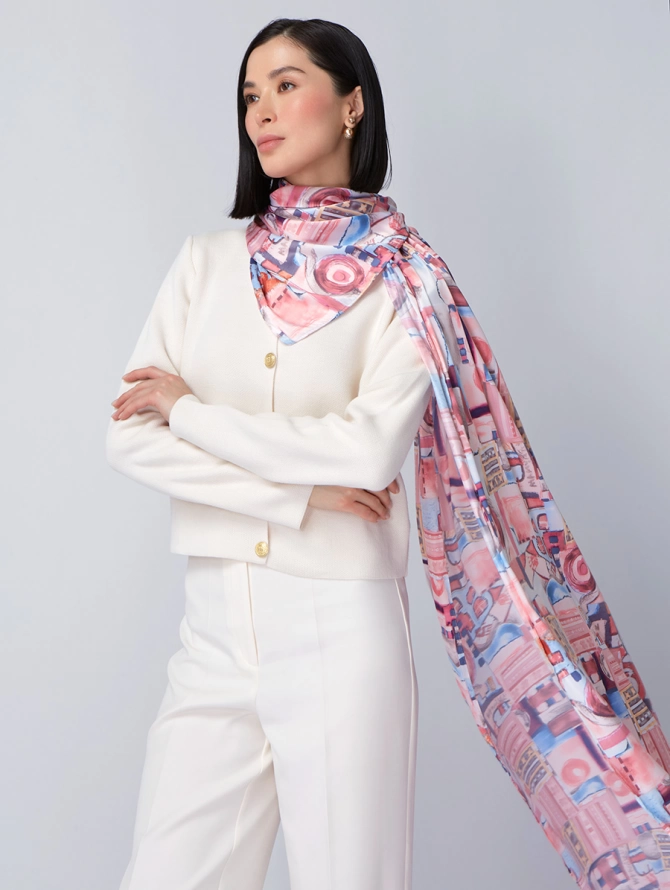 Палантин женский с абстрактным принтом KSH16-1454-4