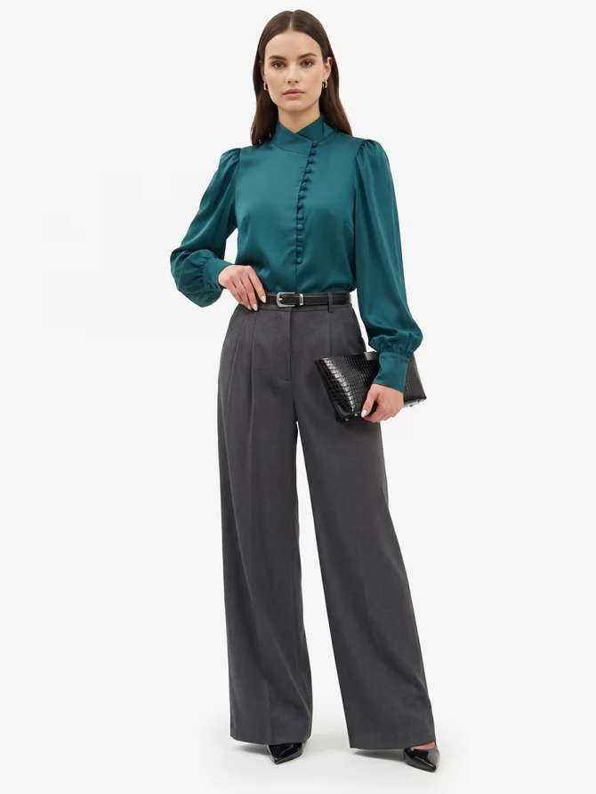 Блуза-косоворотка много пуговиц OD-55O-13 морская волна