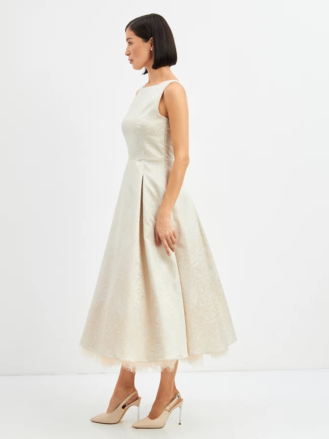 Платье из жаккарда OD-939-3 серо-голубой