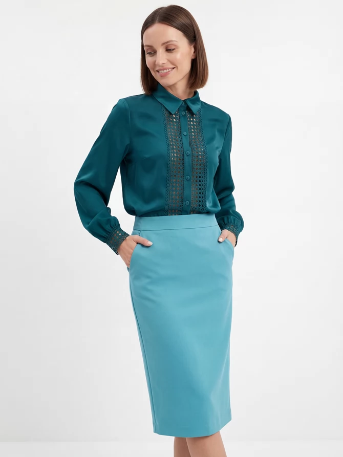 Блузка с кружевом OD-808-3 зеленый