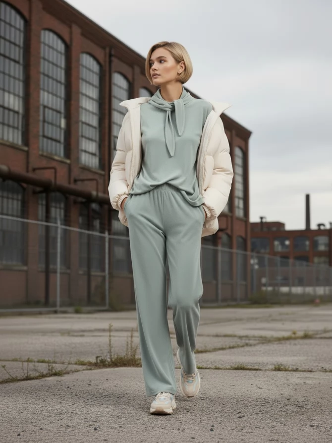 Костюм велюровый со съемным капюшоном OD-1009-2 зеленый