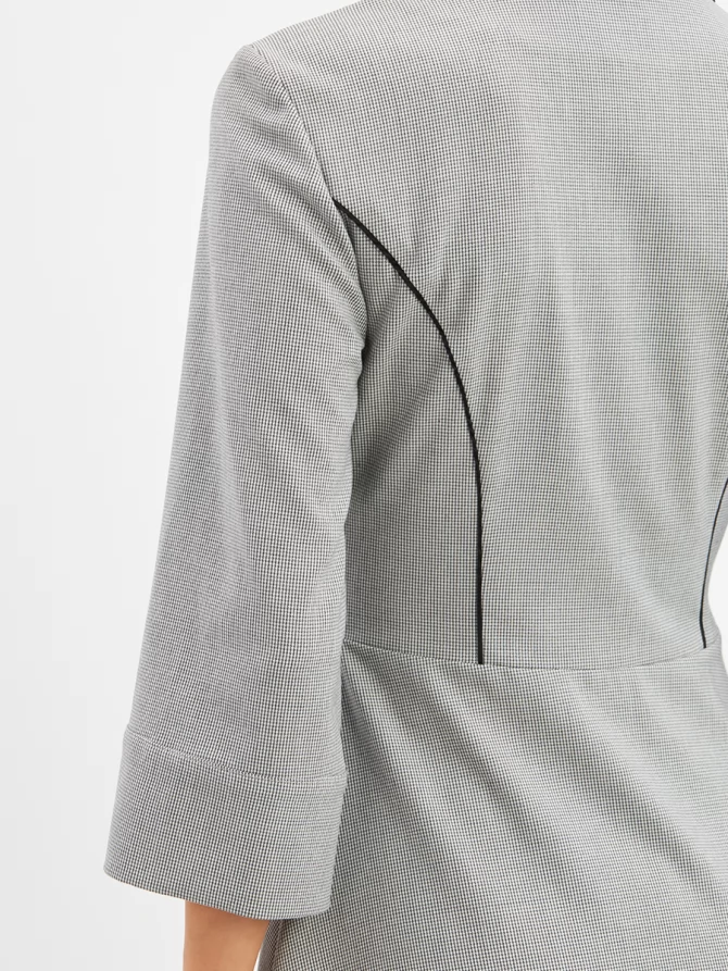 Платье с кантом OD-890-1 ч/белая мелкая клетка