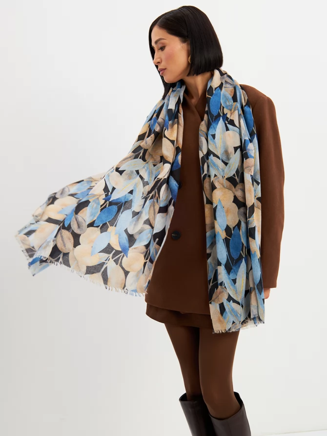 Палантин с принтом "Листья"