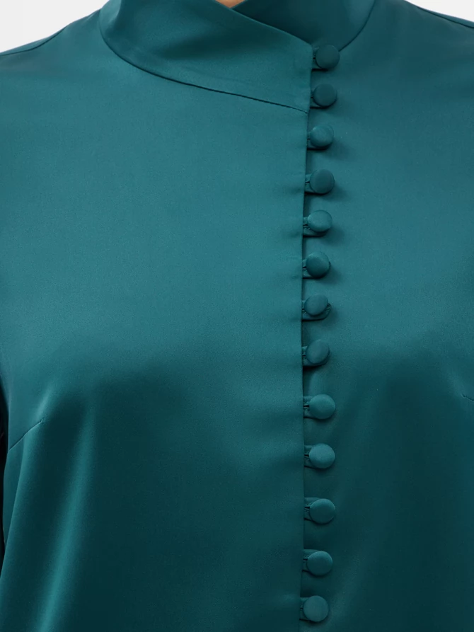 Блуза-косоворотка много пуговиц OD-55O-13 морская волна