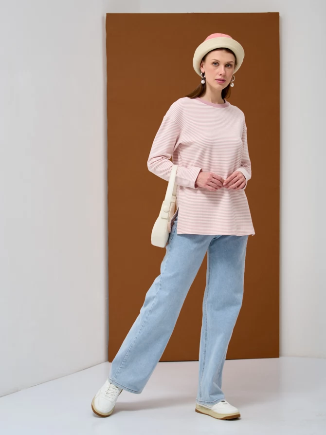 Лонгслив с принтом полоска