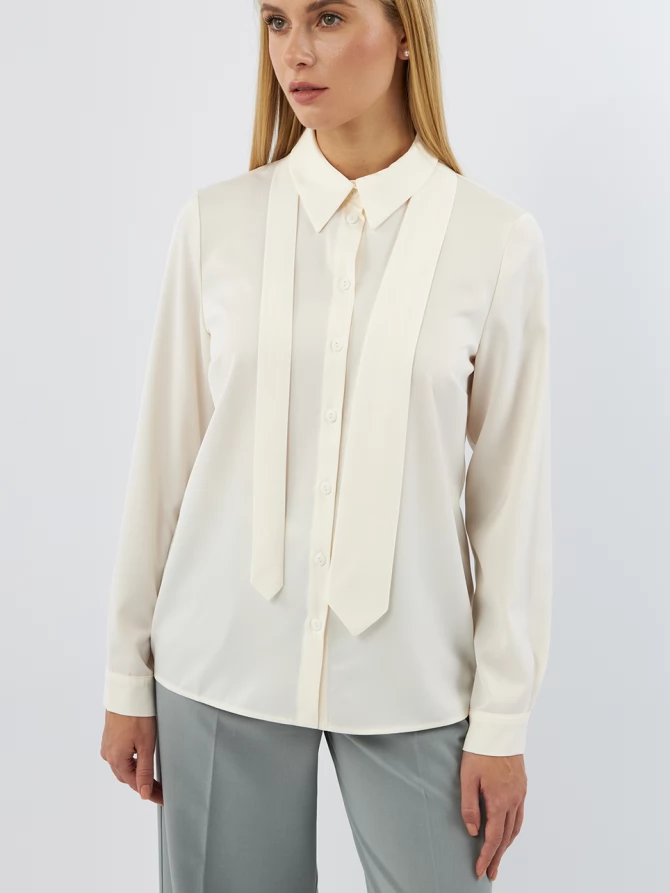 Блузка с галстуком  OD-881-7 сливочный