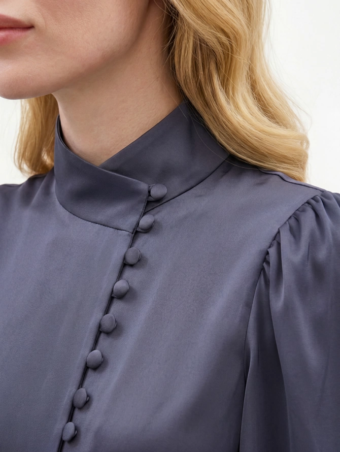 Блуза-косоворотка много пуговиц OD-550-19 графит