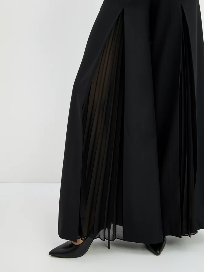 Брюки со вставкой из шифона OD-994-1 черный