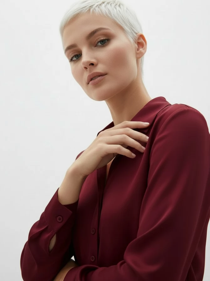 Блузка с галстуком  OD-881-6 бордовый