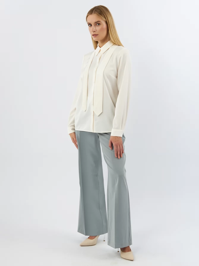 Блузка с галстуком  OD-881-7 сливочный