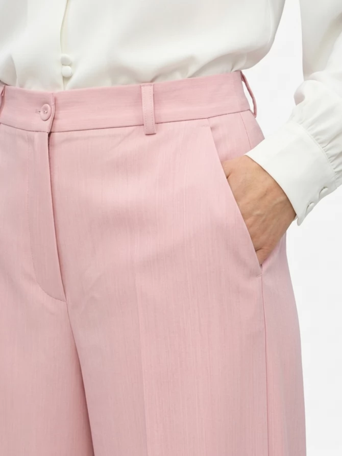 Брюки-палаццо из костюмной ткани, розовые