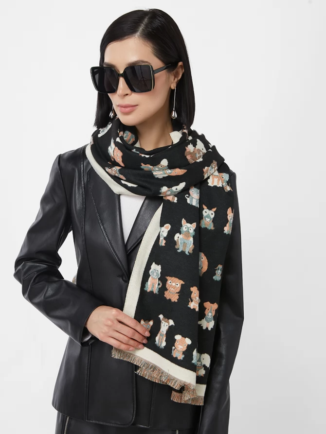 Палантин двусторонний с принтом 'Щенки'