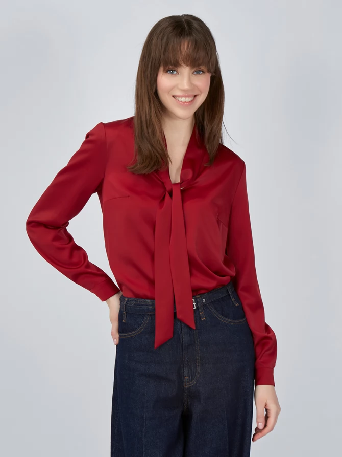 Блузка с завязками OD-812-3 бордовая