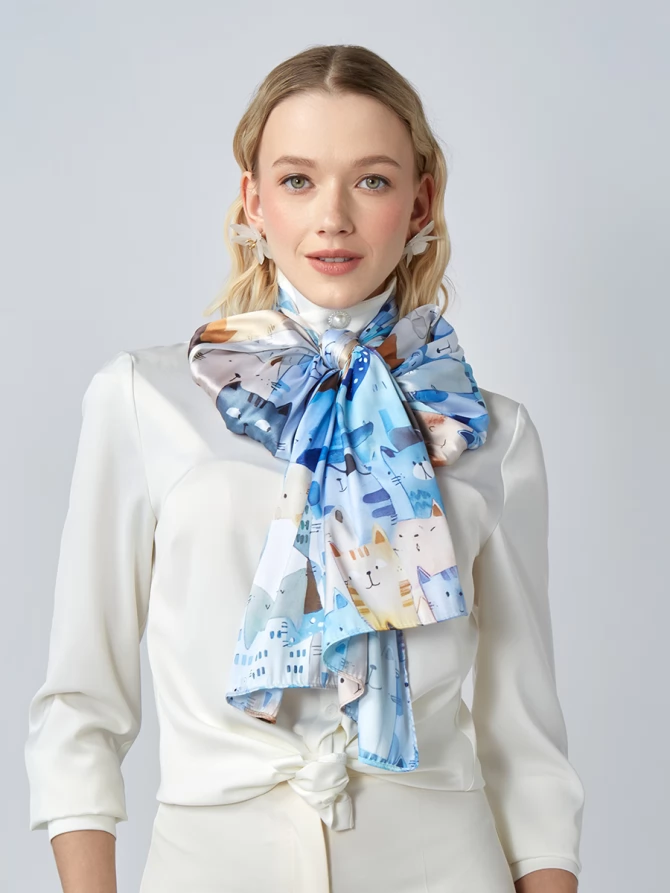 Палантин женский с принтом "Забавные коты"