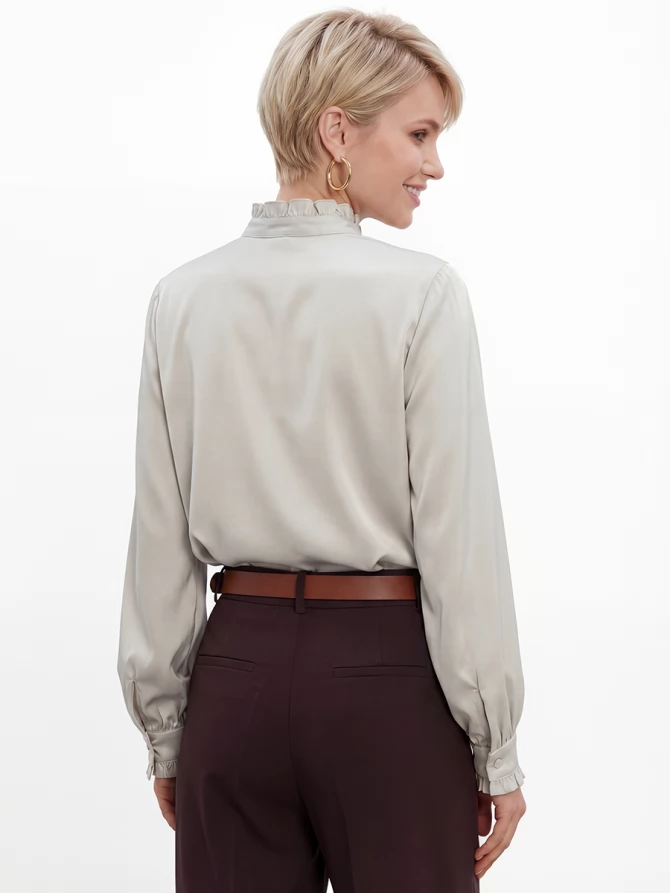 Блузка с рюшами OD-884-6 серо-коричневый